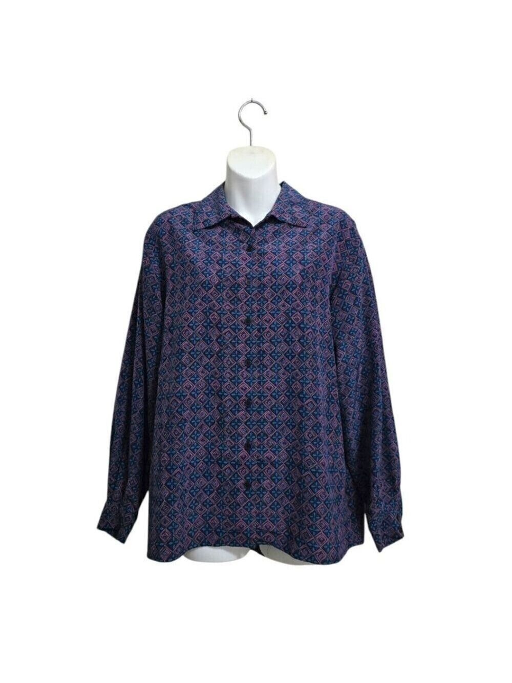 Pendleton Geometric Long Sleeve Casual Button Down Blouse Sz 10